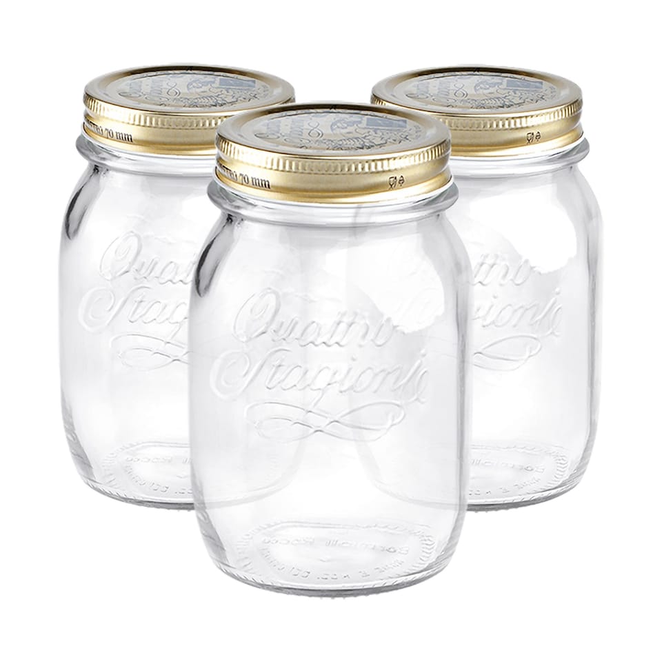 image 1 of Bormioli Rocco Quattro Stagioni Glass Storage Jars - 500ml - Pack of 3