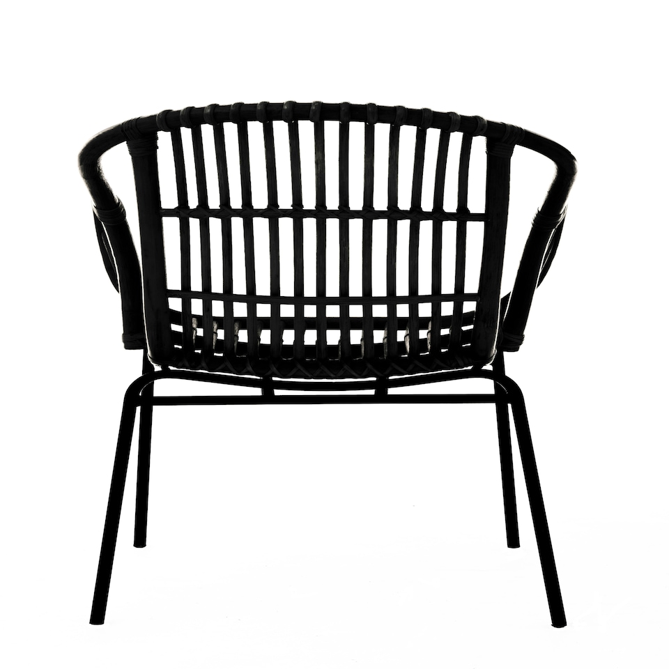image 1 of Interiors by Premier Black Natural Rattan Chair with Raised Sides, Rustless Rattan Chair, Easy Cleaning Rattan Armchair