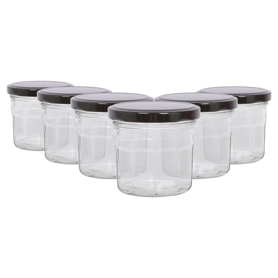 image 1 of Argon Tableware Glass Jam Jars with Lids - 130ml - Pack of 6