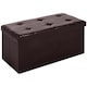 image 1 of HOMCOM Folding Faux Leather Storage Cube Ottoman Bench Seat PU Rectangular Footrest Stool Box Brown | Brown | 1