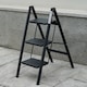 image 6 of Gr8 Home 3 Step Ladder Black Folding Stool Non Slip Heavy Duty Carbon Steel Lightweight