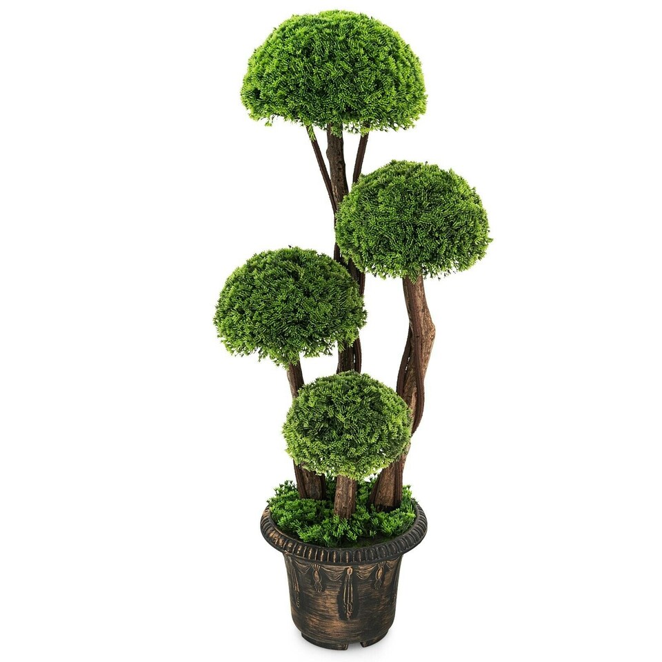 image 1 of COSTWAY 90 cm Artificial Tree Decor Topiary Ball Plant Green | One Size