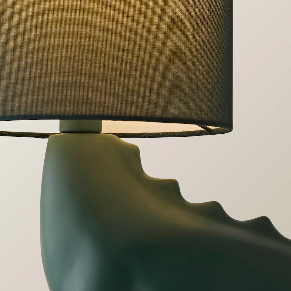 image 1 of ValueLights Kids Green Dinosaur Table Lamp with Drum Shade