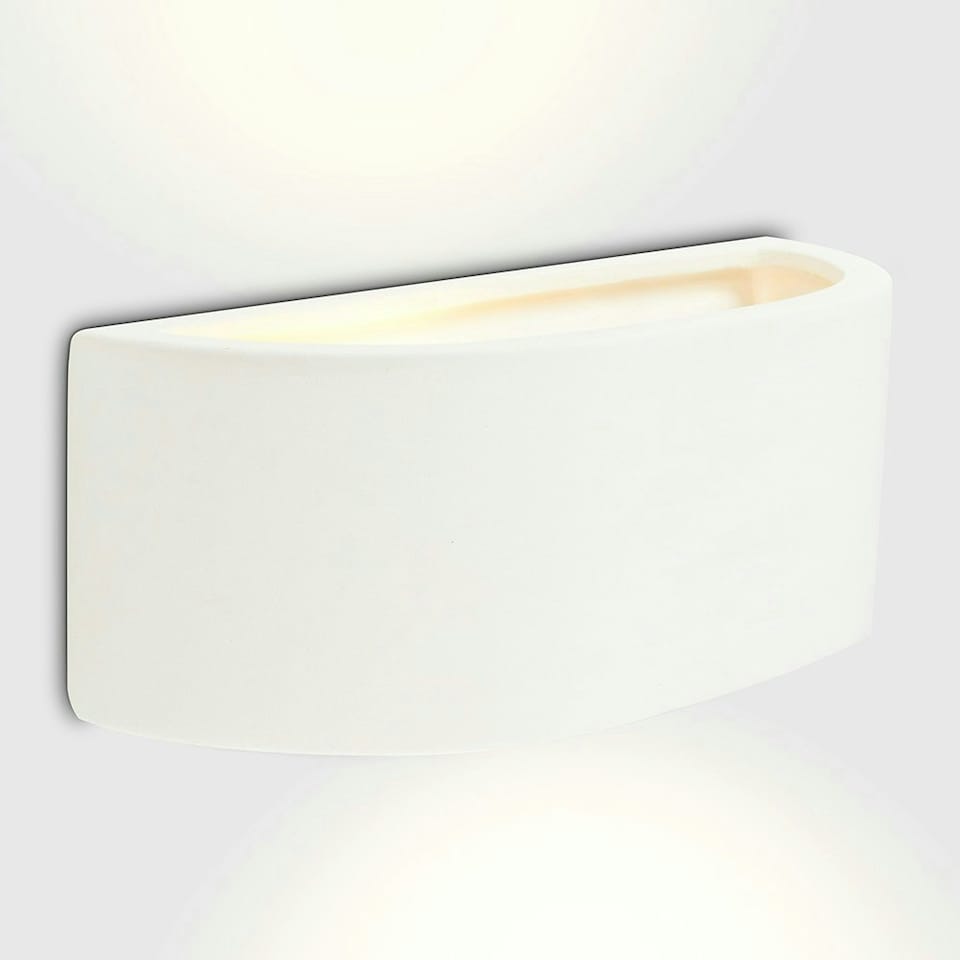 image 1 of ValueLights Ceramic White Paintable Planter Flush Uplighter Wall Light
