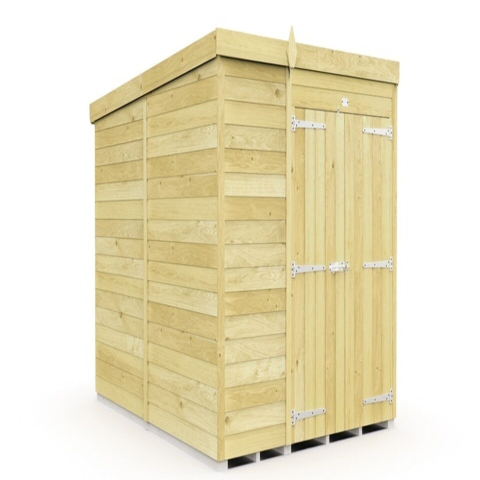 image 1 of 6 x 8 Feet Pent Shed - Double Door Without Windows - Wood - L231 x W185 x H201 cm Brown