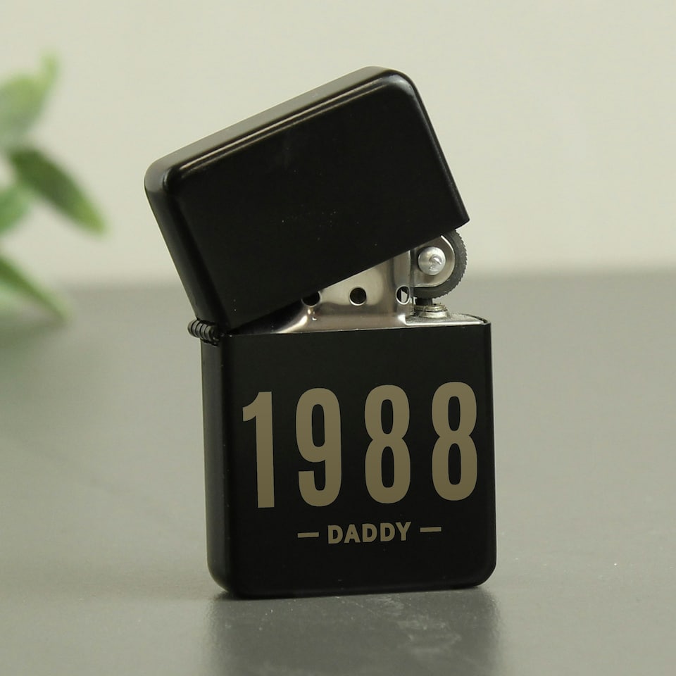 image 1 of Personalised Date & Name Black Lighter