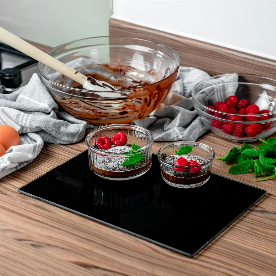 image 1 of Harbour Housewares Glass Kitchen Chopping Board - 30 x 20cm - Black - Cutting Board Worktop Saver Worksurface Protector Glass Chopping Board Black