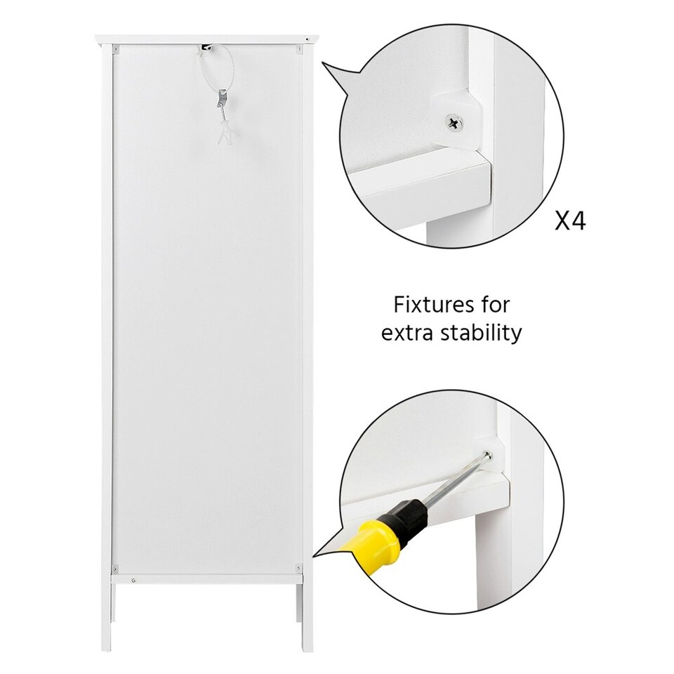 image 1 of Yaheetech Bathroom Kitchen Floor Storage Cabinet White White