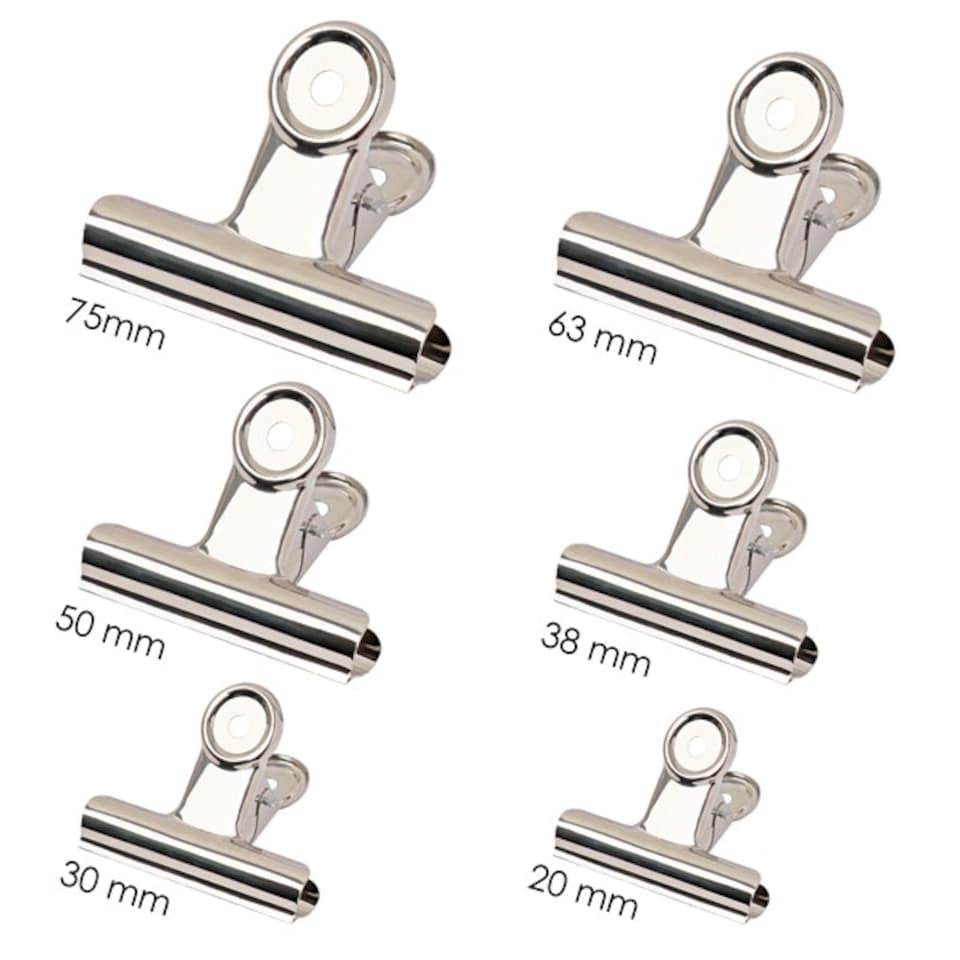 image 1 of Pack of 12 Metal 63mm Spring Binding Grip Clips