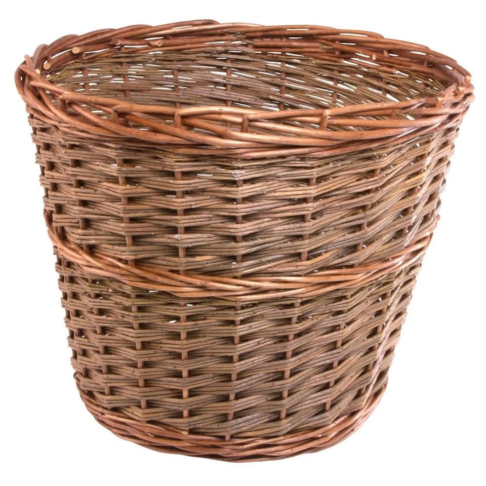 image 1 of Large Somerset Round Wicker Waste Paper Bin | Brown | Brown | L