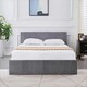 image 2 of Ottoman Storage Bed grey 3ft single and 1 mattress line pattern fabric velvet bedroom furniture