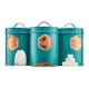 image 3 of Cooks Professional 3-Piece Kitchen Storage Set | Tea Coffee Sugar Cannisters | Teal & Copper