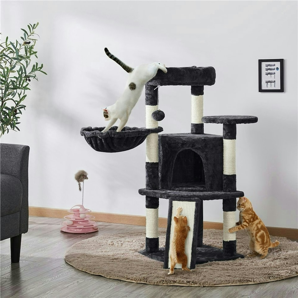 image 1 of Yaheetech 106 cm Kitten Tree Tower with Natural Sisal  Black