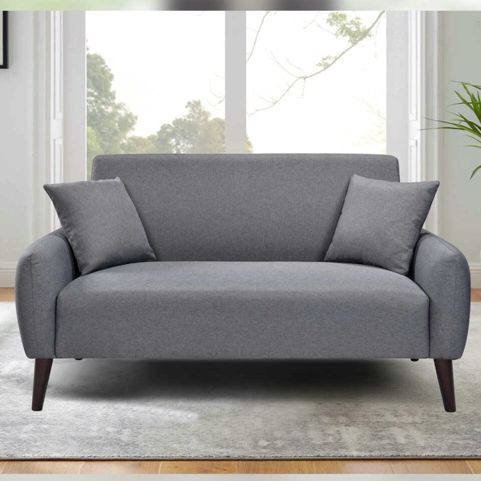 image 1 of Grey Linen Fabric 2 Seat Sofa