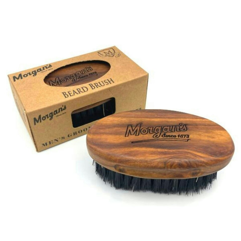 Morgan's Pomade Large Beard Brush, Traditional Shaped Military Style Beard Brush, with Natural Bristle and Synthetic Fibres and Wooden Handle