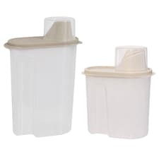 Set of 2 1.7L, 2.4L Laundry Detergent Container Washing Powder Box Measuring Cup