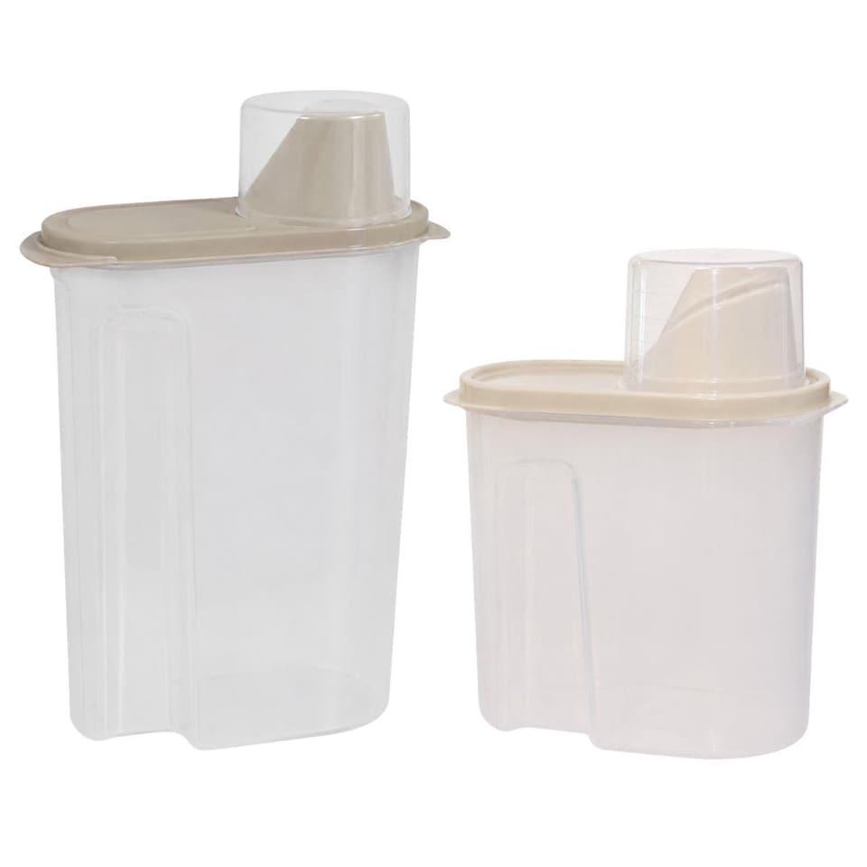 image 1 of Set of 2 1.7L, 2.4L Laundry Detergent Container Washing Powder Box Measuring Cup