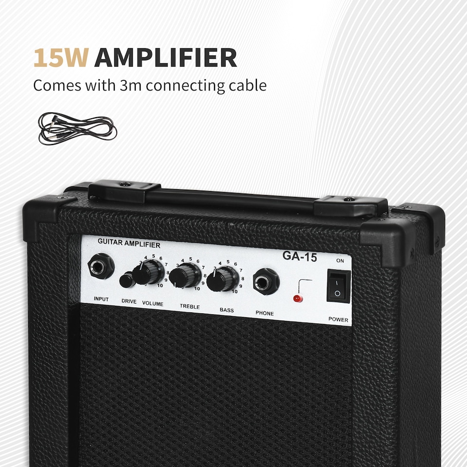 image 1 of SPORTNOW 6 String Right-Handed Electric Guitar, with 20W Amp, Digital Tuner, Space Strings, Picks, Shoulder Strap and Case Bag - Dark Green