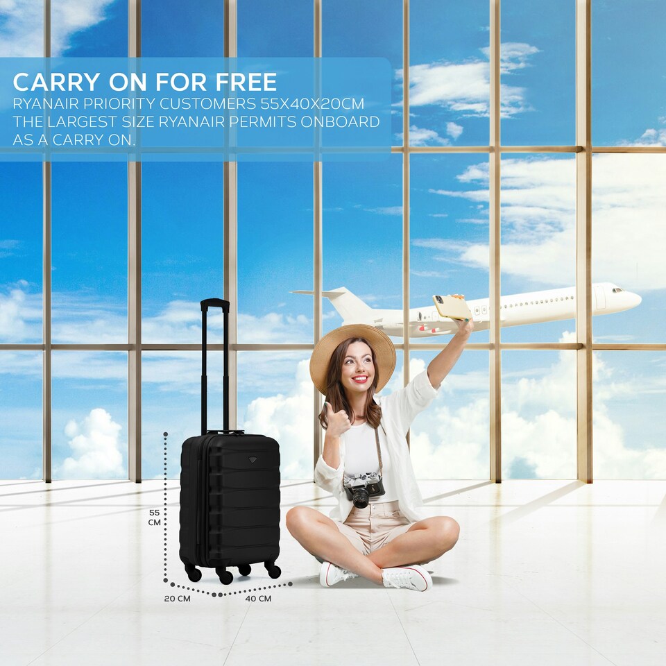 image 1 of 55x40x20cm Ryanair (Priority) TUI, Carry on Cabin Suitcase Hard Shell Approved for 60+ Airlines Silver | Aluminium | Cabin Bag