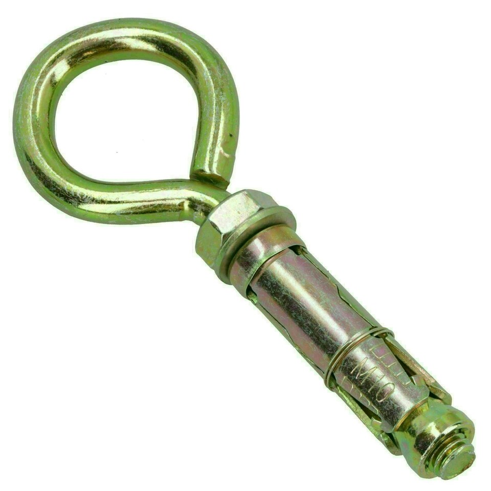 image 1 of 10mm Closed Hook Eye Bolts Rawl Shield Wall Anchor Expansion Brick Stone 20pc