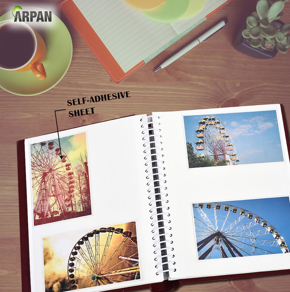 image 1 of ARPAN Self Adhesive Spiral Ring Binding Photo Album – 36 Sheets / 72 Sides – Large Sticky Page Scrapbook Memory Album for Photos, Keepsakes & Special Occasions