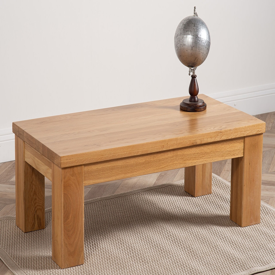 image 1 of Dakot Chunky Oak Large Coffee Table for Living Room | Brown | Light Oak