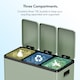 image 4 of 3 Compartment 45L Waste & Recycling Kitchen Bin (3 x 15L) | Green | Sage Green | 45L