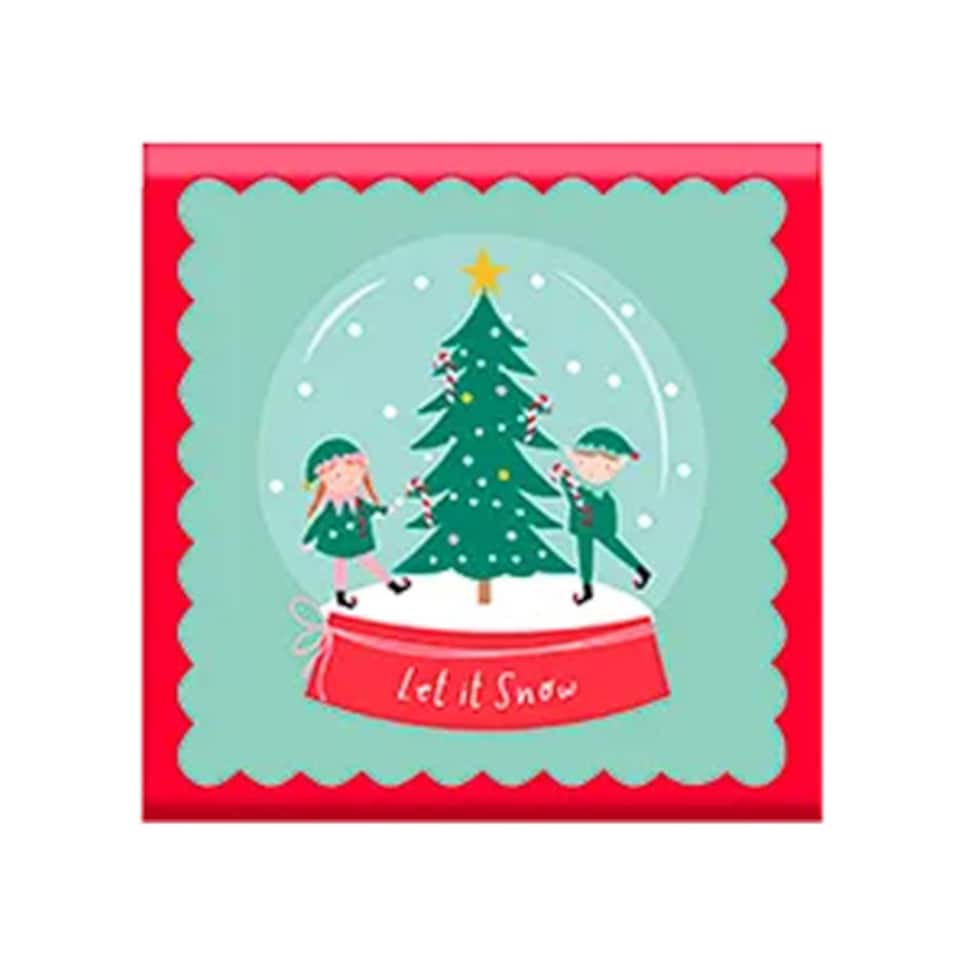 image 1 of Snow Globe Elves Christmas Square Gift Box 16cm