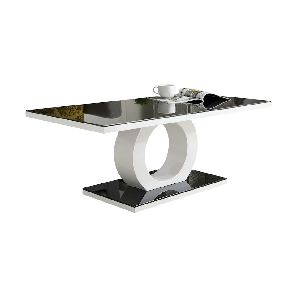 image 1 of Furniturebox Giovani Modern Halo Black/White High Gloss And Glass Coffee Table