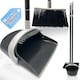 image 1 of Long Handled Dustpan and Brush Set Upright Sweeping Broom with Built-In Bristle Cleaner