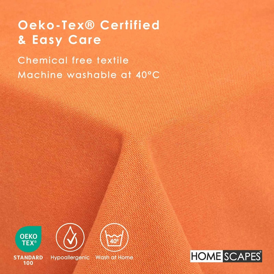 image 1 of Homescapes Burnt Orange Cotton Tablecloth - 137 x 178 cm | Orange