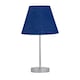 image 1 of Chrome Stick Table Lamp with Navy Blue Fabric Shade Chrome | Blue