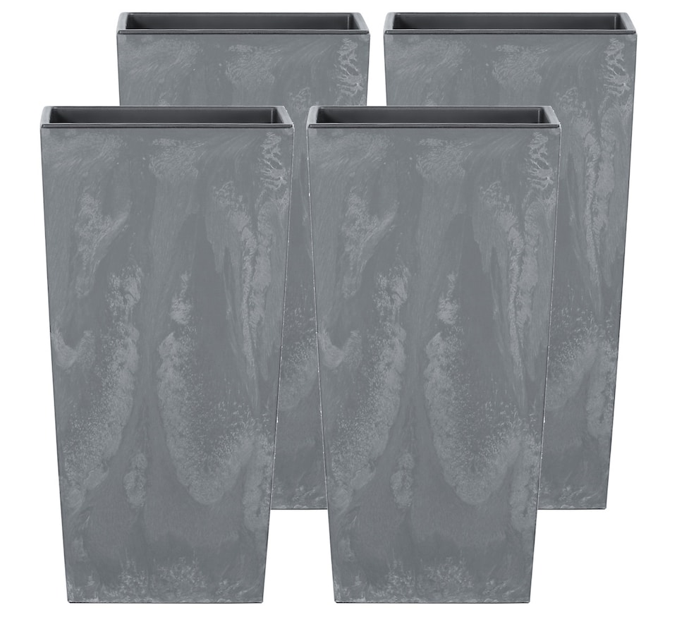 image 1 of URBI 26.5cm Concrete Effect Square Planter with Internal Insert | Grey | Grey & Set of 4 | 4