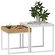 image 1 of HOMCOM Modern Coffee Table Set Square Nest of Tables for Small Space White