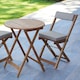 image 5 of Greenhurst Natural Wooden Bistro Set – Foldable Table & 2 Cushioned Chairs for Outdoor Dining