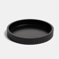 OHS Ribbed Round Decorative Tray Table Organiser Countertop Storage | Black