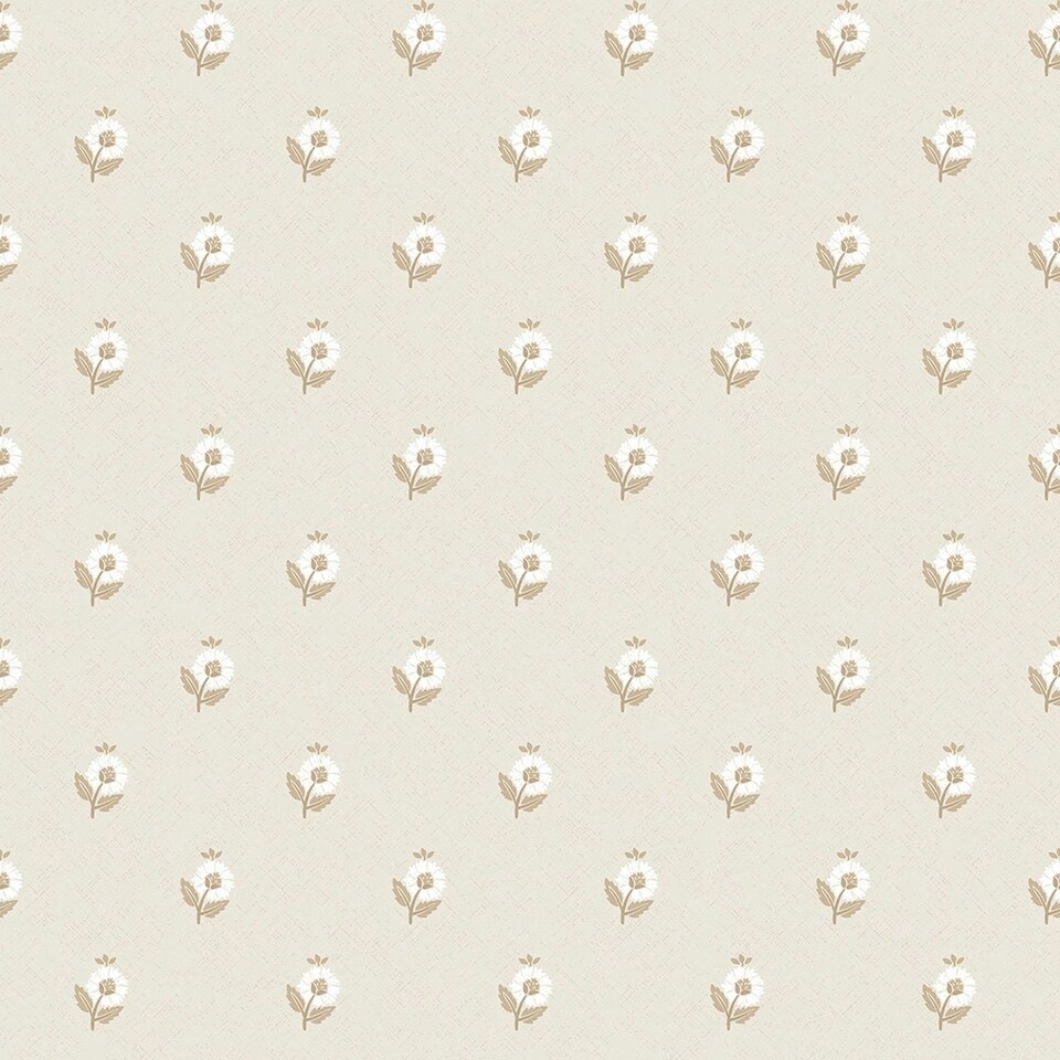 image 1 of Ditsy Posy Wallpaper in Taupe on Cream Multi