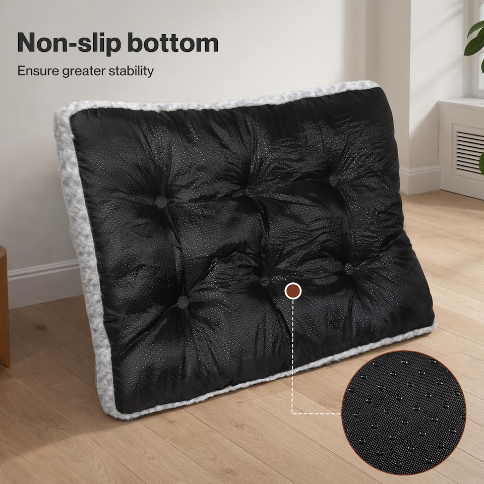 image 1 of SKYLOS Dog Bed Plush Soft Rose Velvet Non-Slip Pet Crate Keneel Mat | Grey | L | L