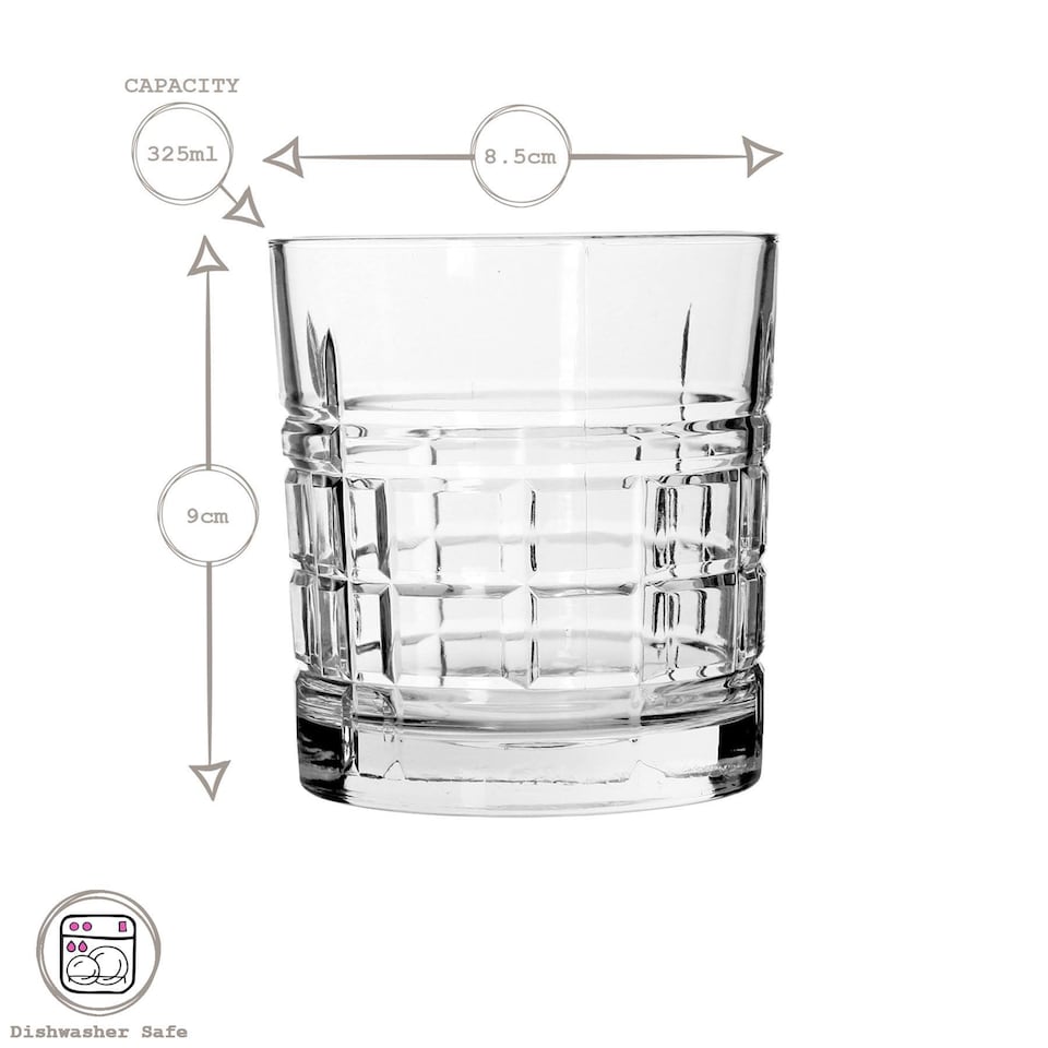 image 1 of LAV Brit Whiskey Glasses - 325ml - Clear - Pack of 6 | Clear | Clear