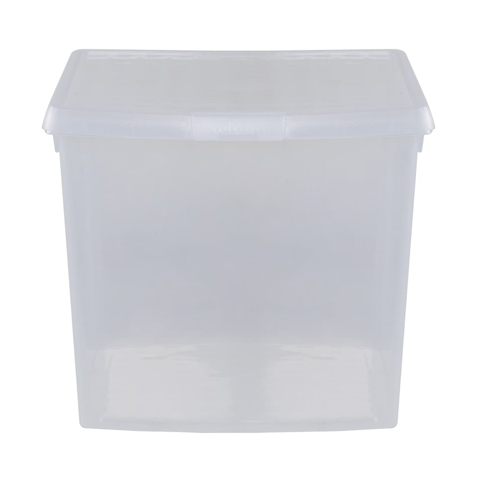 image 1 of Wham Clip 5x 37L Square Plastic Storage Boxes with Clip Lock Lids. Ideal for Home, Office, Toys & More - Clear/Clear | Clear | 5