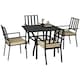 image 1 of Outsunny Garden Dining Set with 4 Stackable Cushioned Chairs and Table