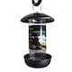 image 1 of Tom Chambers 2 Port Garden Wild Bird Hanging Hammered Steel Black and Silver Seed Feeder