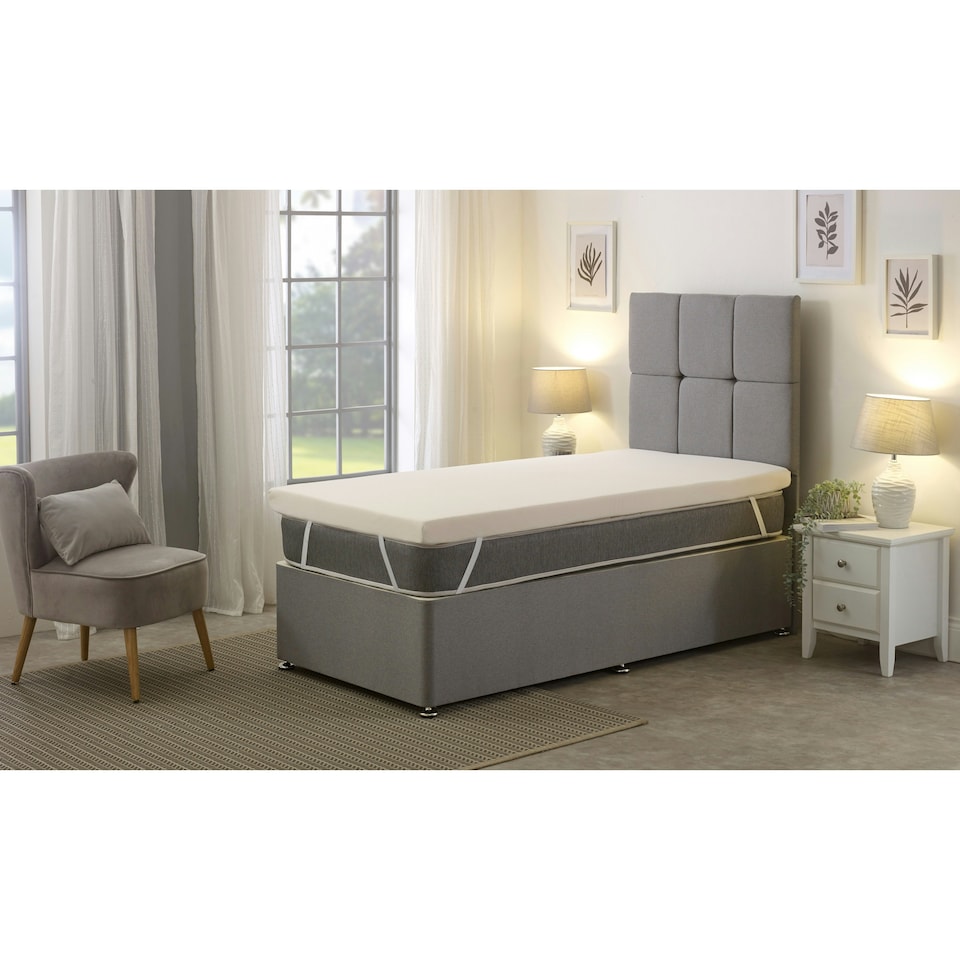 image 1 of Premium Memory Foam Mattress Topper for Enhanced Comfort 2.5 cm Thick | White | Small Single