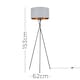 image 3 of ValueLights Camden Black Tripod Floor Lamp Grey & Gold Shade & Bulb | Gold