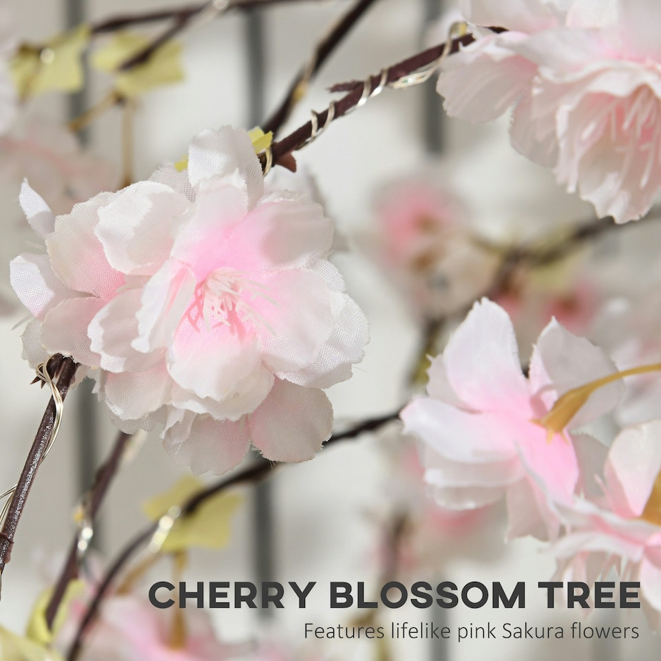 image 1 of HOMCOM 180cm Cherry Blossom Tree Light with 350 LED Lights Fake Sakura Tree