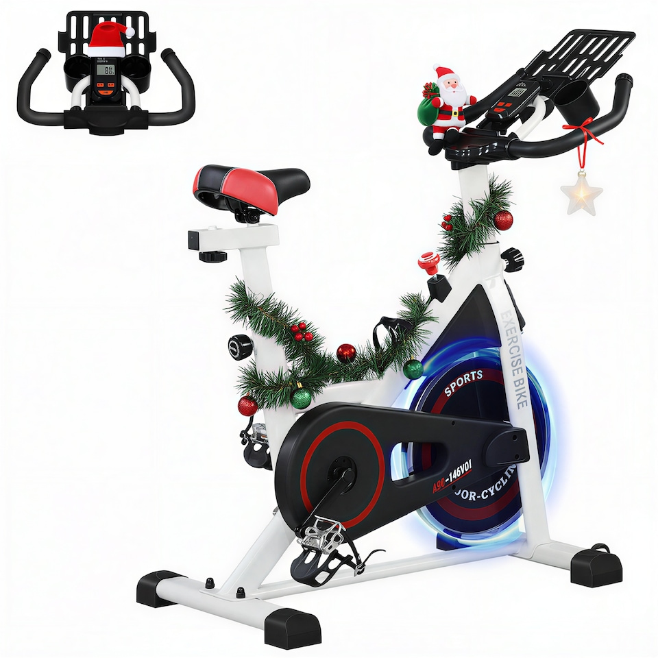image 1 of HOMCOM 8kg Flywheel Exercise Bike with Adjustable Height, Resistance, White