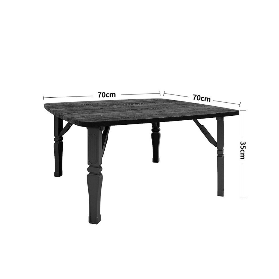image 1 of Living and Home Square Wooden Folding Coffee Table - Black - 70cm