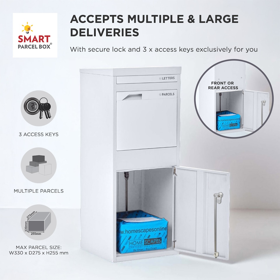 image 1 of SMART PARCEL BOX® Large Front & Rear Access | White | 1