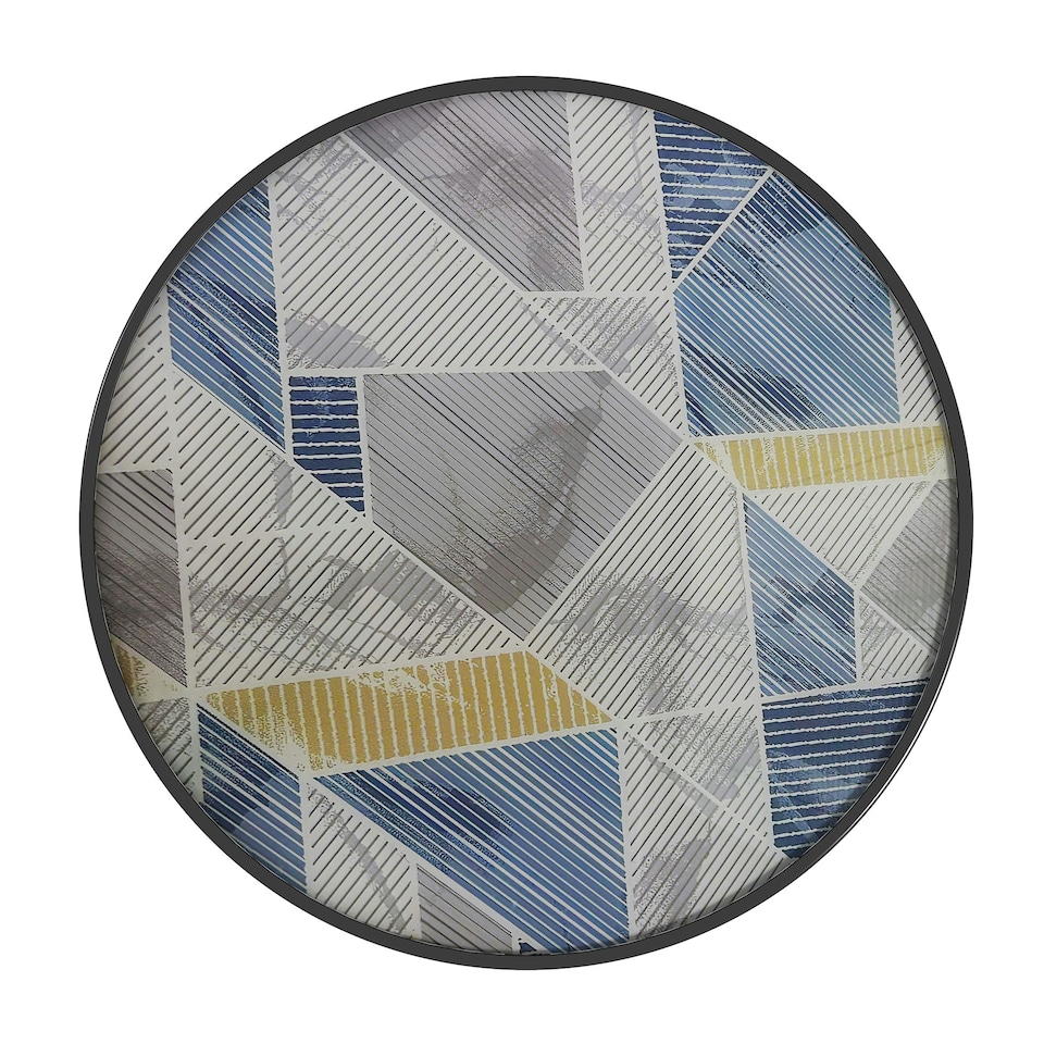 image 1 of Outsunny Garden Table with Glass Printed Design for Outdoor, Multicolour