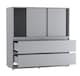 image 5 of 120cm 3 Sliding Door 4 Drawer Bedside Cabinet Storage End Unit Bedroom Furniture | Grey | Grey | 1